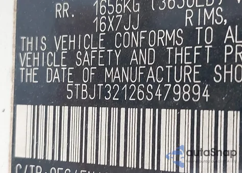 2006 Toyota Tundra Base V8 из США, поврежденный, VIN 5TBJT32126S479894